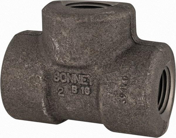 Made in USA - Size 1/2", Class 3,000, Forged Carbon Steel Black Pipe Tee - 925 psi, Threaded End Connection - Apex Tool & Supply