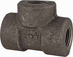 Made in USA - Size 1/2", Class 3,000, Forged Carbon Steel Black Pipe Tee - 925 psi, Threaded End Connection - Apex Tool & Supply