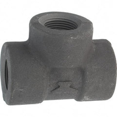 Made in USA - Size 3/4", Class 3,000, Forged Carbon Steel Black Pipe Tee - 925 psi, Threaded End Connection - Apex Tool & Supply