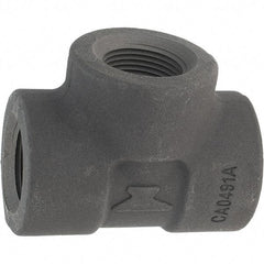 Made in USA - Size 1", Class 3,000, Forged Carbon Steel Black Pipe Tee - 925 psi, Threaded End Connection - Apex Tool & Supply