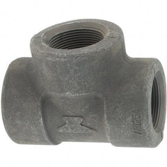 Made in USA - Size 1-1/2", Class 3,000, Forged Carbon Steel Black Pipe Tee - 925 psi, Threaded End Connection - Apex Tool & Supply
