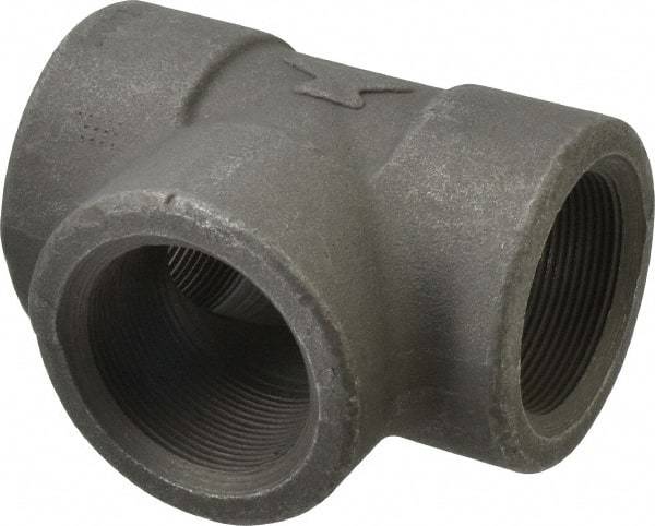 Made in USA - Size 2", Class 3,000, Forged Carbon Steel Black Pipe Tee - 925 psi, Threaded End Connection - Apex Tool & Supply