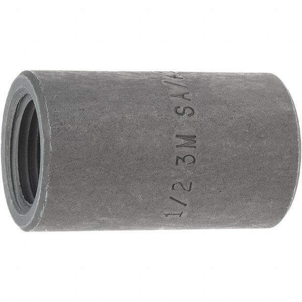 Made in USA - Size 1/2", Class 3,000, Forged Carbon Steel Black Pipe Coupling - 925 psi, Threaded End Connection - Apex Tool & Supply