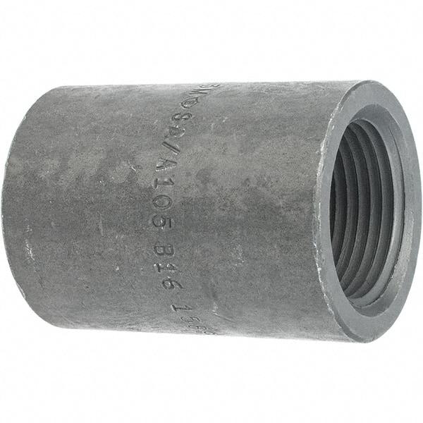 Made in USA - Size 1", Class 3,000, Forged Carbon Steel Black Pipe Coupling - 925 psi, Threaded End Connection - Apex Tool & Supply