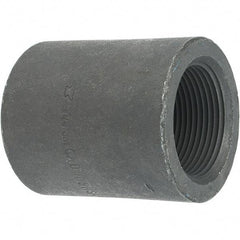 Made in USA - Size 1-1/4", Class 3,000, Forged Carbon Steel Black Pipe Coupling - 925 psi, Threaded End Connection - Apex Tool & Supply