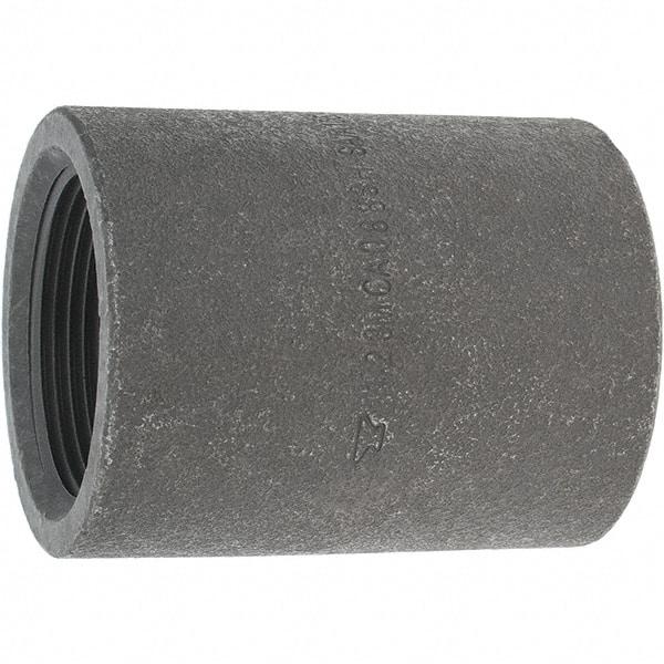 Made in USA - Size 1-1/2", Class 3,000, Forged Carbon Steel Black Pipe Coupling - 925 psi, Threaded End Connection - Apex Tool & Supply