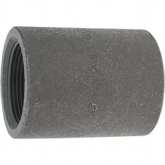Made in USA - Size 1-1/2", Class 3,000, Forged Carbon Steel Black Pipe Coupling - 925 psi, Threaded End Connection - Apex Tool & Supply
