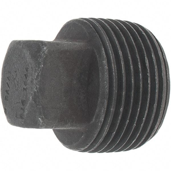 Made in USA - Size 1", Class 3,000, Forged Carbon Steel Black Pipe Square Plug - 925 psi, Threaded End Connection - Apex Tool & Supply