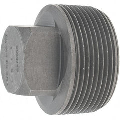 Made in USA - Size 1-1/2", Class 3,000, Forged Carbon Steel Black Pipe Square Plug - 925 psi, Threaded End Connection - Apex Tool & Supply
