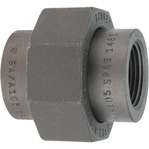 Made in USA - Size 1", Class 3,000, Forged Carbon Steel Black Pipe Union - 925 psi, Threaded End Connection - Apex Tool & Supply