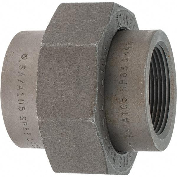 Made in USA - Size 1-1/2", Class 3,000, Forged Carbon Steel Black Pipe Union - 925 psi, Threaded End Connection - Apex Tool & Supply