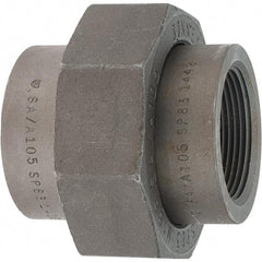 Made in USA - Size 1-1/2", Class 3,000, Forged Carbon Steel Black Pipe Union - 925 psi, Threaded End Connection - Apex Tool & Supply