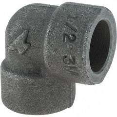 Made in USA - Size 1/2", Class 3,000, Forged Carbon Steel Black Pipe 90° Elbow - 925 psi, Socket Weld End Connection - Apex Tool & Supply