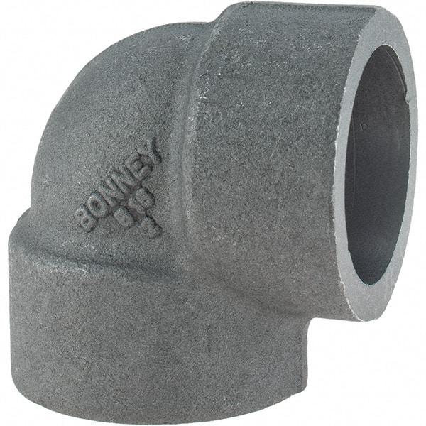 Made in USA - Size 1-1/4", Class 3,000, Forged Carbon Steel Black Pipe 90° Elbow - 925 psi, Socket Weld End Connection - Apex Tool & Supply
