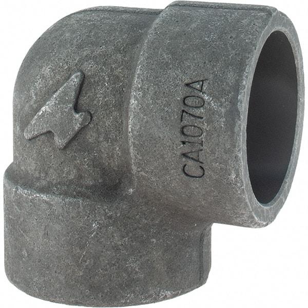 Made in USA - Size 1-1/2", Class 3,000, Forged Carbon Steel Black Pipe 90° Elbow - 925 psi, Socket Weld End Connection - Apex Tool & Supply