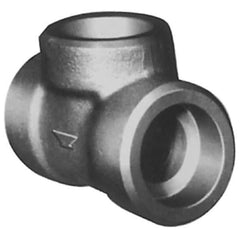 Made in USA - Size 3/4", Class 3,000, Forged Carbon Steel Black Pipe Tee - 925 psi, Socket Weld End Connection - Apex Tool & Supply