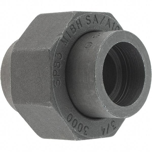 Made in USA - Size 3/4", Class 3,000, Forged Carbon Steel Black Pipe Union - 925 psi, Socket Weld End Connection - Apex Tool & Supply