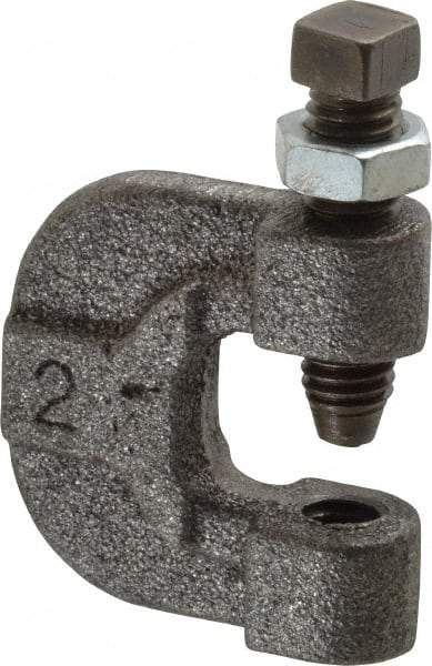Made in USA - 3/4" Max Flange Thickness, 3/8" Rod C-Clamp with Locknut - 400 Lb Capacity, Ductile Iron - Apex Tool & Supply