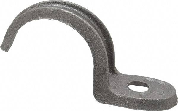 Made in USA - 1-1/2" Pipe, Malleable Iron, Black Plated" Pipe or Conduit Strap - 1 Mounting Hole - Apex Tool & Supply