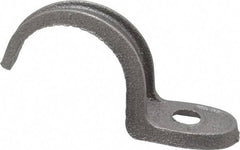 Made in USA - 1-1/2" Pipe, Malleable Iron, Black Plated" Pipe or Conduit Strap - 1 Mounting Hole - Apex Tool & Supply