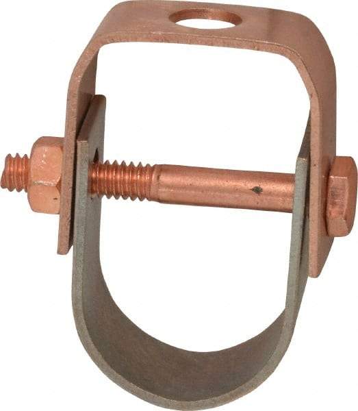 Value Collection - 1" Pipe, 3/8" Rod, Carbon Steel Adjustable Clevis Hanger - Copper Plated, 250 Lb Capacity - Apex Tool & Supply