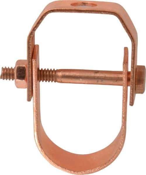 Value Collection - 1-1/4" Pipe, 3/8" Rod, Carbon Steel Adjustable Clevis Hanger - Copper Plated, 250 Lb Capacity - Apex Tool & Supply