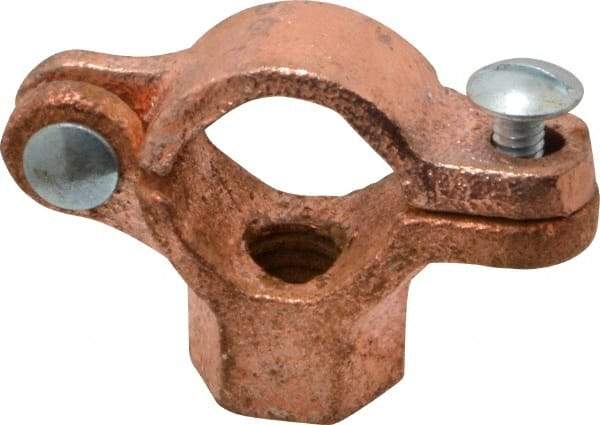 Value Collection - 1/2" Pipe, 3/8" Rod, Copper Plated Split Clamp - 180 Lb Capacity, Malleable Iron - Apex Tool & Supply