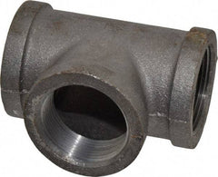 Made in USA - Size 1-1/2", Class 150, Malleable Iron Black Pipe Tee - 150 psi, Threaded End Connection - Apex Tool & Supply
