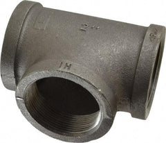 Made in USA - Size 2", Class 150, Malleable Iron Black Pipe Tee - 150 psi, Threaded End Connection - Apex Tool & Supply