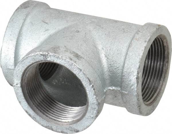 Made in USA - Class 150, 1-1/2" Galvanized Pipe Tee - Threaded, Malleable Iron - Apex Tool & Supply