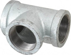 Made in USA - Class 150, 1-1/2" Galvanized Pipe Tee - Threaded, Malleable Iron - Apex Tool & Supply