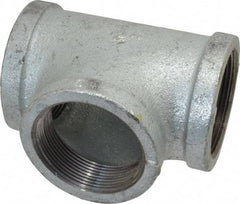 Made in USA - Class 150, 2" Galvanized Pipe Tee - Threaded, Malleable Iron - Apex Tool & Supply