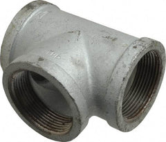 Made in USA - Class 150, 2-1/2" Galvanized Pipe Tee - Threaded, Malleable Iron - Apex Tool & Supply