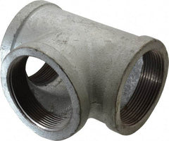 Made in USA - Class 150, 3" Galvanized Pipe Tee - Threaded, Malleable Iron - Apex Tool & Supply