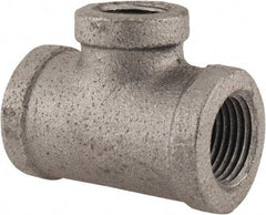 Made in USA - Size 1/2 x 1/2 x 3/8", Class 150, Malleable Iron Black Pipe Reducing Tee - 150 psi, Threaded End Connection - Apex Tool & Supply