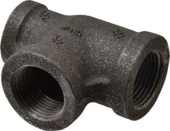 Made in USA - Size 3/4 x 1/2 x 3/4", Class 150, Malleable Iron Black Pipe Reducing Tee - 150 psi, Threaded End Connection - Apex Tool & Supply