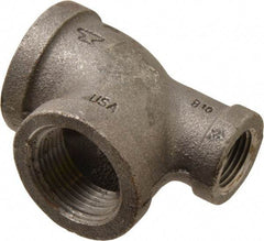 Made in USA - Size 1 x 1/2 x 1", Class 150, Malleable Iron Black Pipe Reducing Tee - 150 psi, Threaded End Connection - Apex Tool & Supply