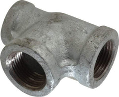 Made in USA - Class 150, 3/4 x 1/2 x 3/4" Galvanized Pipe Reducing Tee - Threaded, Malleable Iron - Apex Tool & Supply
