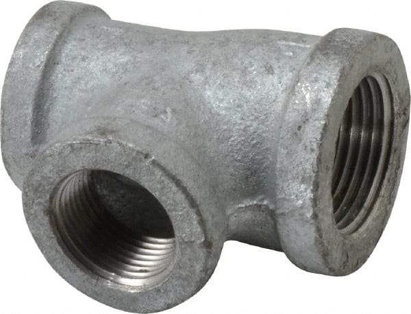 Made in USA - Class 150, 1 x 3/4 x 3/4" Galvanized Pipe Reducing Tee - Threaded, Malleable Iron - Apex Tool & Supply