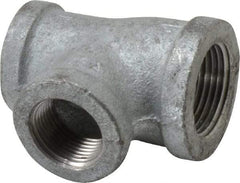 Made in USA - Class 150, 1 x 3/4 x 3/4" Galvanized Pipe Reducing Tee - Threaded, Malleable Iron - Apex Tool & Supply