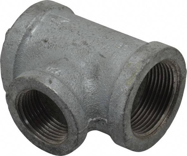 Made in USA - Class 150, 1-1/4 x 1-1/4 x 1" Galvanized Pipe Reducing Tee - Threaded, Malleable Iron - Apex Tool & Supply
