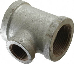 Made in USA - Class 150, 1-1/4 x 1-1/4 x 3/4" Galvanized Pipe Reducing Tee - Threaded, Malleable Iron - Apex Tool & Supply