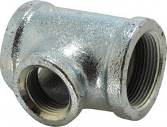 Made in USA - Class 150, 1-1/2 x 1-1/2 x 1" Galvanized Pipe Reducing Tee - Threaded, Malleable Iron - Apex Tool & Supply