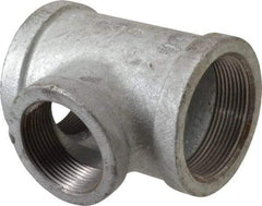 Made in USA - Class 150, 2 x 2 x 1-1/2" Galvanized Pipe Reducing Tee - Threaded, Malleable Iron - Apex Tool & Supply
