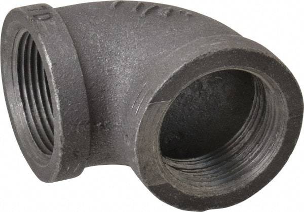 Made in USA - Size 1-1/4", Class 150, Malleable Iron Black Pipe 90° Elbow - 150 psi, Threaded End Connection - Apex Tool & Supply