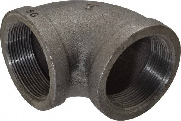 Made in USA - Size 2", Class 150, Malleable Iron Black Pipe 90° Elbow - 150 psi, Threaded End Connection - Apex Tool & Supply