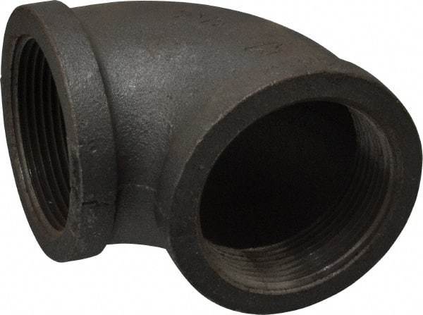 Made in USA - Size 2-1/2", Class 150, Malleable Iron Black Pipe 90° Elbow - 150 psi, Threaded End Connection - Apex Tool & Supply