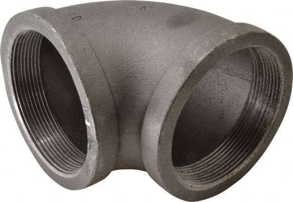 Made in USA - Size 4", Class 150, Malleable Iron Black Pipe 90° Elbow - 150 psi, Threaded End Connection - Apex Tool & Supply