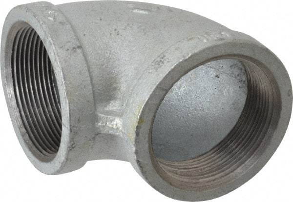 Made in USA - Class 150, 2" Galvanized Pipe 90° Elbow - Threaded, Malleable Iron - Apex Tool & Supply