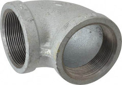 Made in USA - Class 150, 2" Galvanized Pipe 90° Elbow - Threaded, Malleable Iron - Apex Tool & Supply